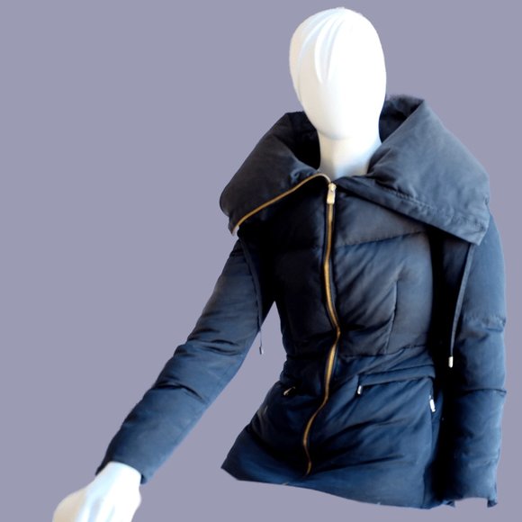 COPY - Zara navy midnight blue down puffer funnel neck coat jacket size XS - Picture 3 of 15
